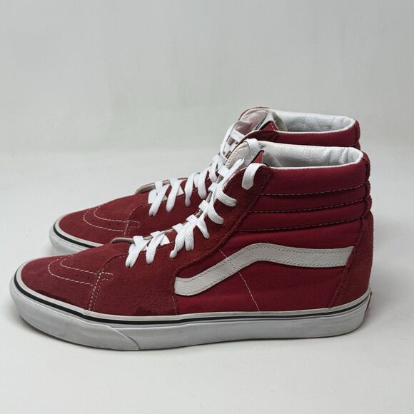 Vans Sk8-Hi Sneakers Mens 11.5 Red Suede Canvas Athletic Skateboard Skate Shoes - Picture 2 of 16